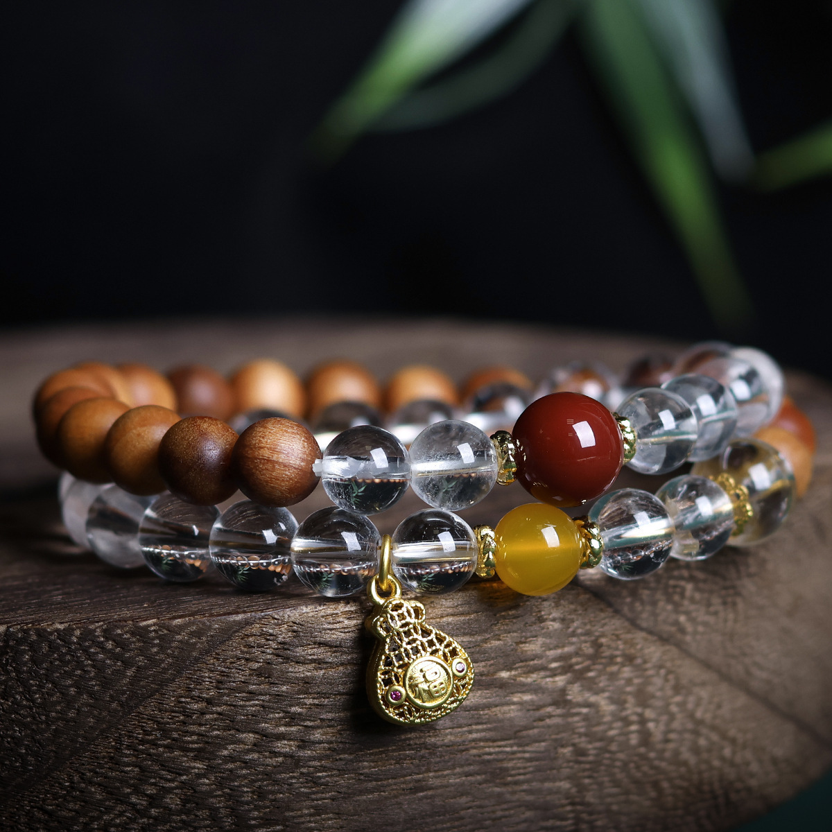 Wholesale of natural white crystal purple lithium bracelets, beeswax cakes, red agate gourds, cultural and artistic bracelets, and new Chinese-style jewelry pic 14