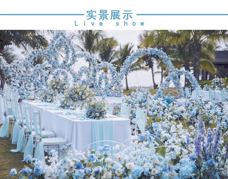 新款婚礼装饰婚庆花艺仿真花吊顶假花塑料花地排花引路T台插花详情10