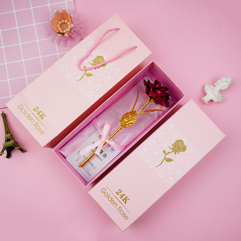 情人节24K彩金金箔玫瑰康乃馨 圣诞节玫瑰带礼盒活动赠品批发母亲节礼品详情6