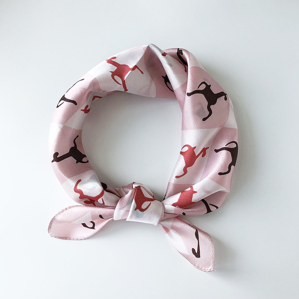 Wholesale silk scarves for overseas gifts and return gifts, cross-border silk autumn and winter decorative plain crepe satin 53cm floral neckerchiefs, small square scarves pic 38