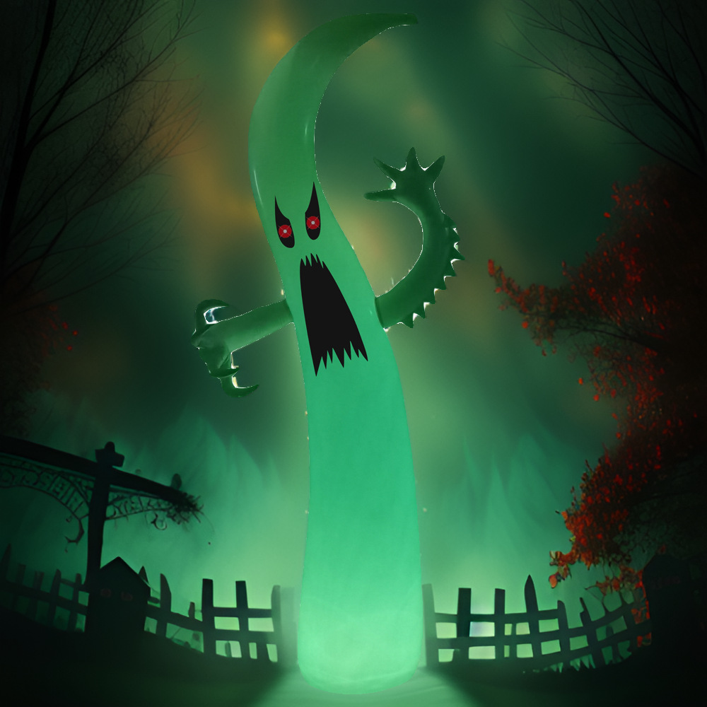 跨境新品PVC万圣节白鬼幽灵LED发光充气气模户外庭院草坪装饰道具详情8