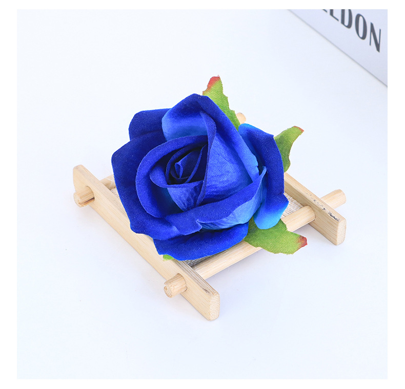 批发5cm绒布玫瑰花蕾仿真花 新娘手腕花DIY婚庆手捧蛋糕装饰花头详情35