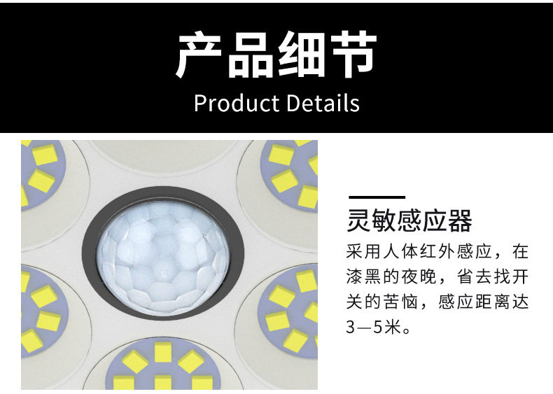 The new integrated 32LED solar wall lamp can rotate 180 degrees and is a human-sensing outdoor courtyard lighting lamp pic 16