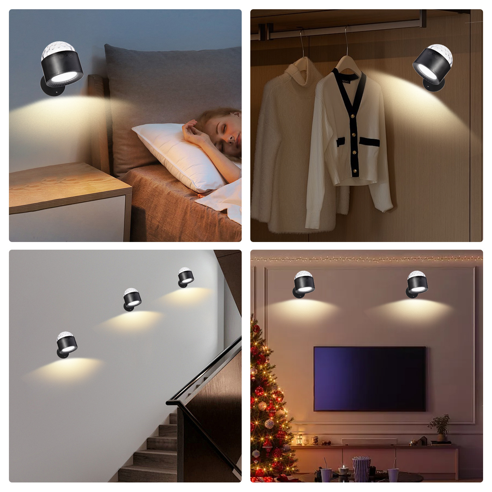 2024 nuevo diseño creativo de doble cabeza lámpara de pared lámpara de pared de control remoto temperatura de tres colores recargable inteligente pequeña bola mágica DJ lámpara lámpara de atmósfera pic 4