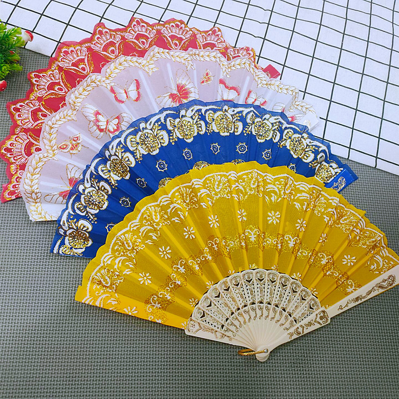 Factory direct supply of new rainbow fans, flat fabric fans, and colorful folding fans, available in one-yuan and two-yuan supplies pic 5