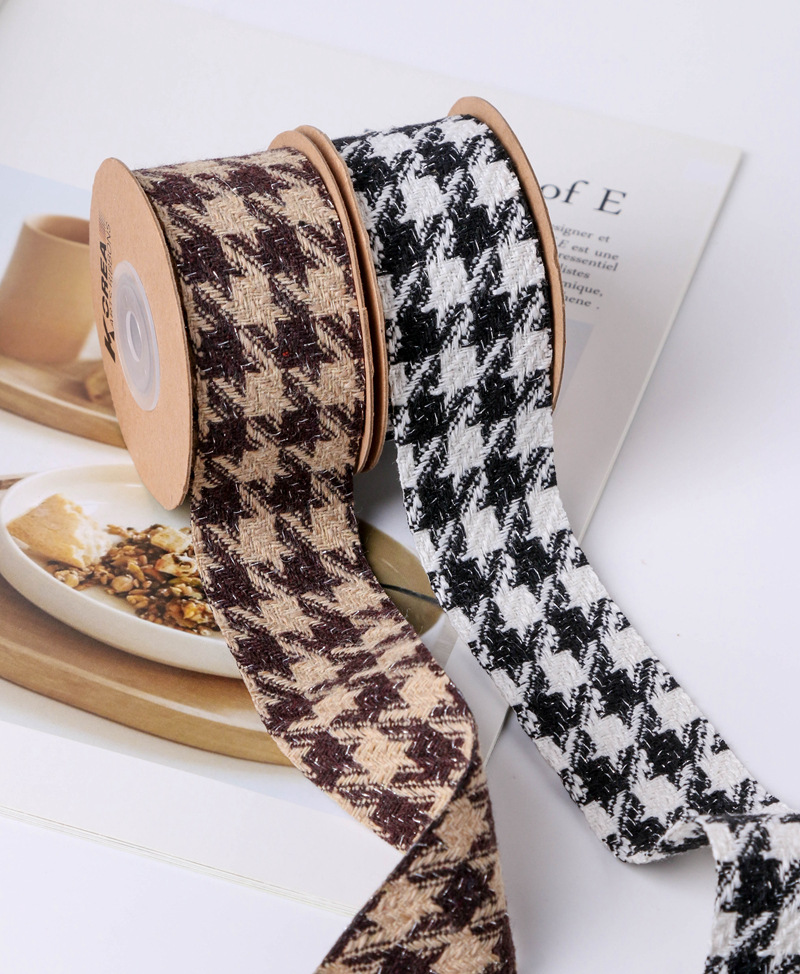 Autumn and winter collection: Gold and silver scallion large check linen woven tape, DIY bow hair accessory, flower gift packaging, clothes and accessories pic 16