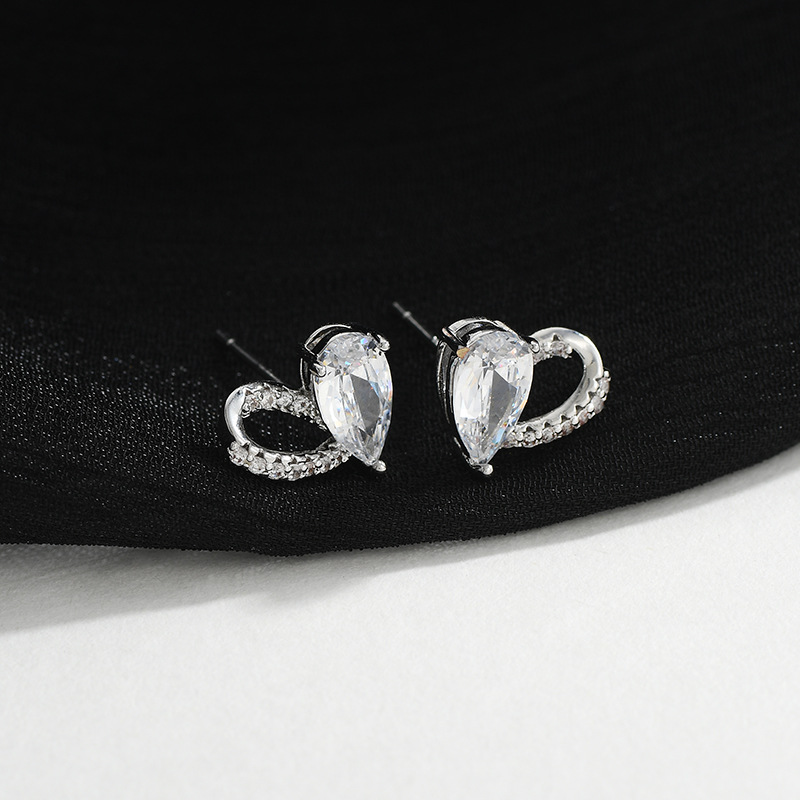 韩国东大门气质耳钉女S925银针小众设计感爱心耳饰品简约百搭耳坠详情7