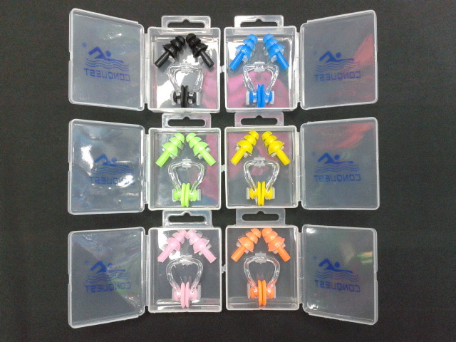 厂家大量供应搏路 conquest 高档柔软防水硅胶鼻夹耳塞 游泳配件详情1