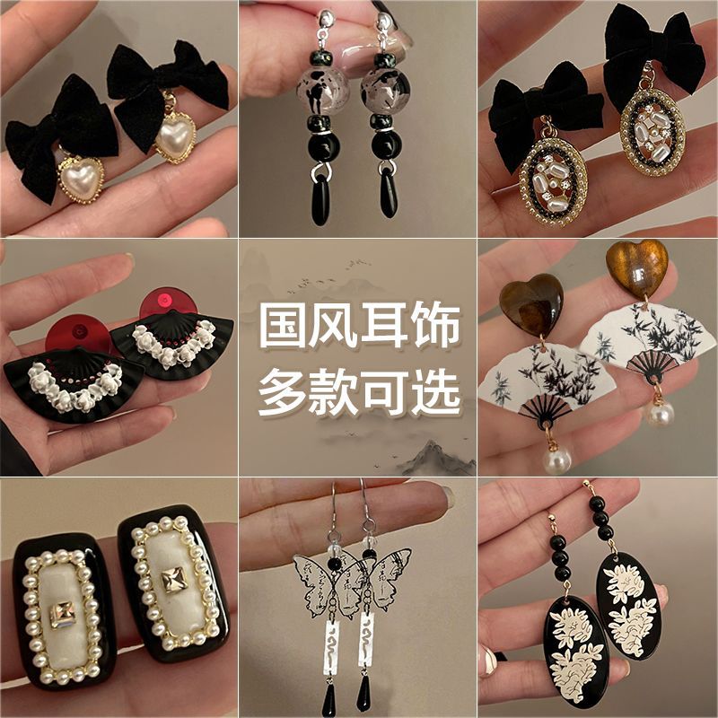 新中式国风扇形耳饰复古旗袍耳夹女无耳洞民族风汉服耳环古风耳坠详情2