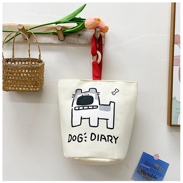 上班族便携妈咪帆布包购物学生可爱水桶型手拎便当带饭盒手提包女详情19