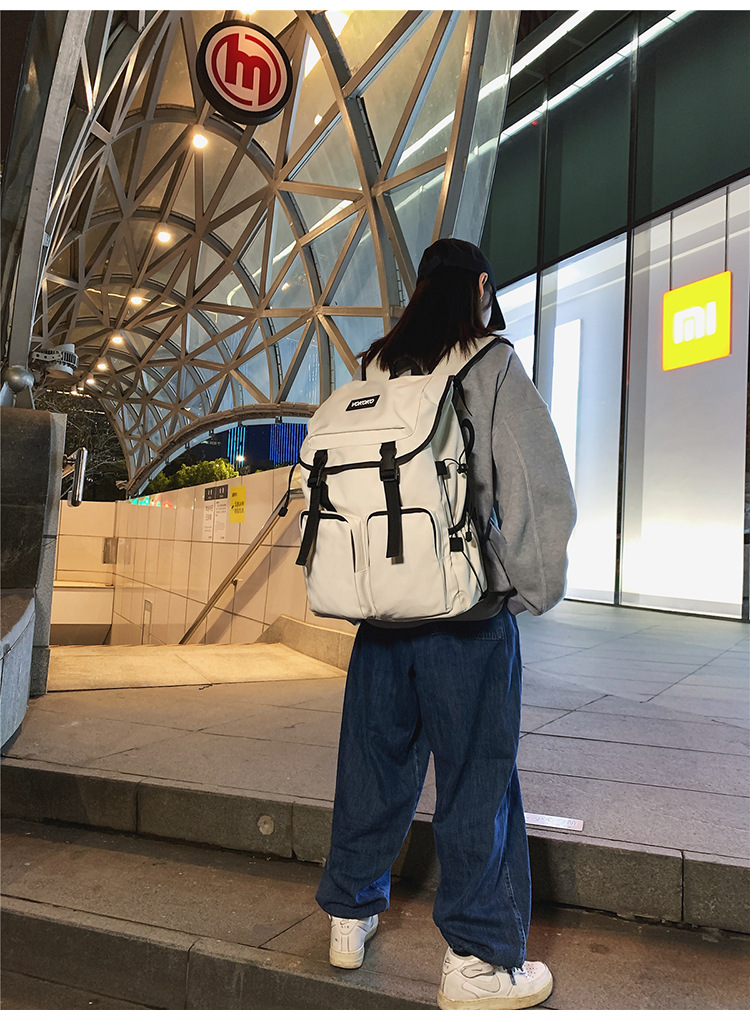 2022新款书包初高中大学生书包工装韩版简约大容量双肩背包详情29