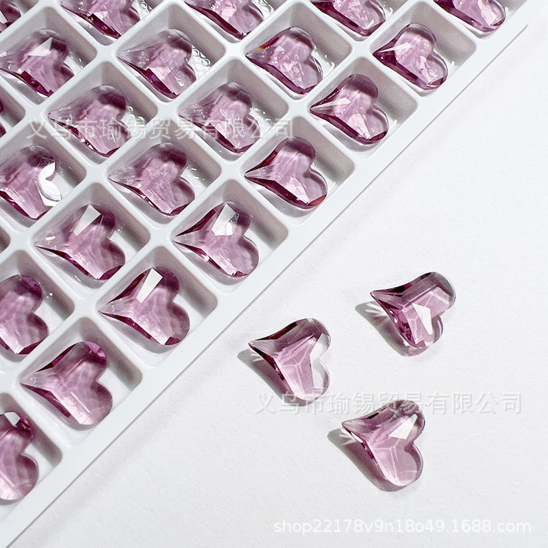 K9高品12X13mm玉面歪心星空透钻饰品Diy美甲配件美拉德桃心梧州钻详情9