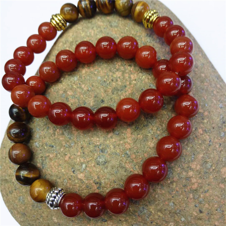 Guangshun Jewelry DIY Creative Jewelry: Red agate Tiger Stone bracelet, Ocean Chalcedony combination bracelet, Natural Stone bracelet pic 14