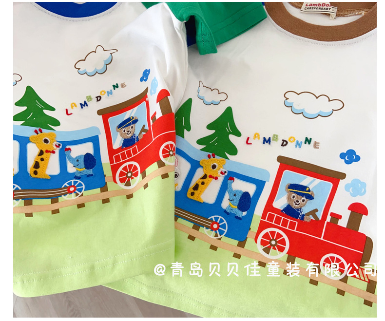 儿童短袖t恤夏装火车半袖日系卡通儿童插肩短袖潮牌外贸童装批发详情35