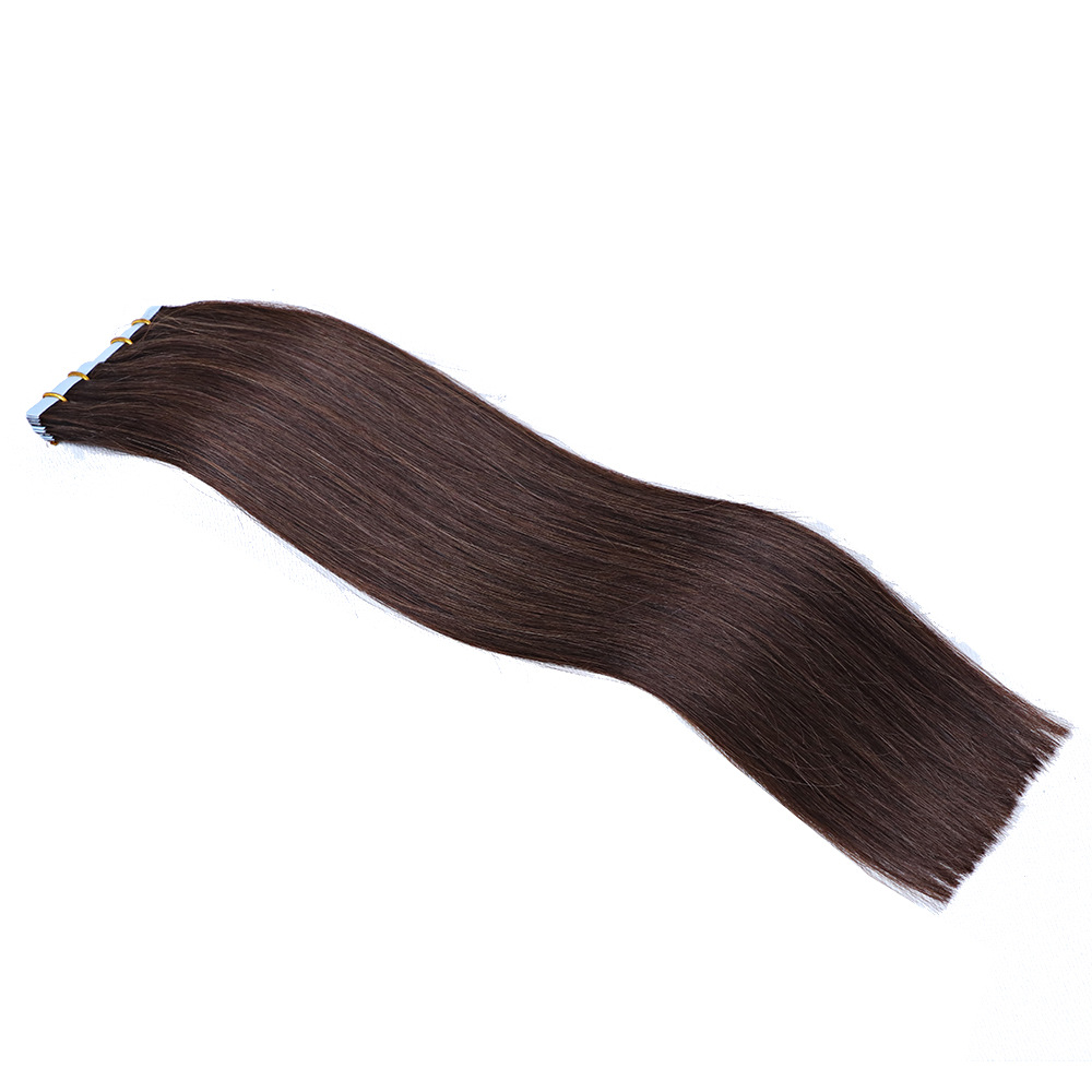 Factory stock real hair, brown hair extension strips, long straight hair, InvisibleTapeinhair, real hair film hair pic 8