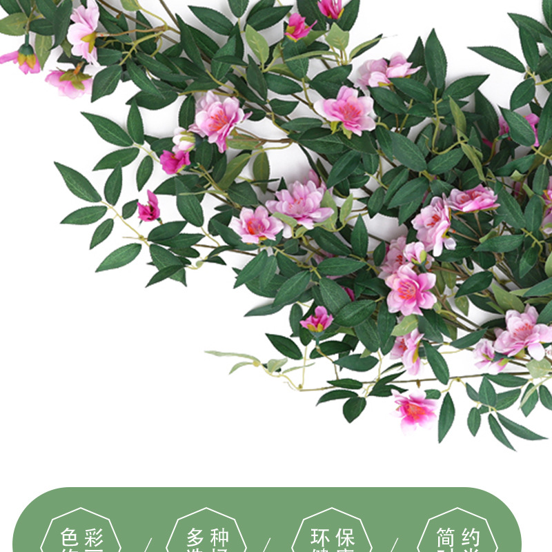 Wholesale of creative three-dimensional wall hangings with artificial flower vines, cherry blossoms, green plants, peach blossoms and vines for balcony and wall decoration pic 2