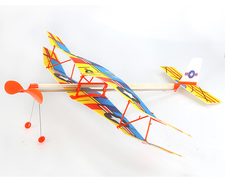 Wholesale of model aircraft assembly rubber band aircraft model toys, Tianchi rubber band power biplane science popularization model pic 13