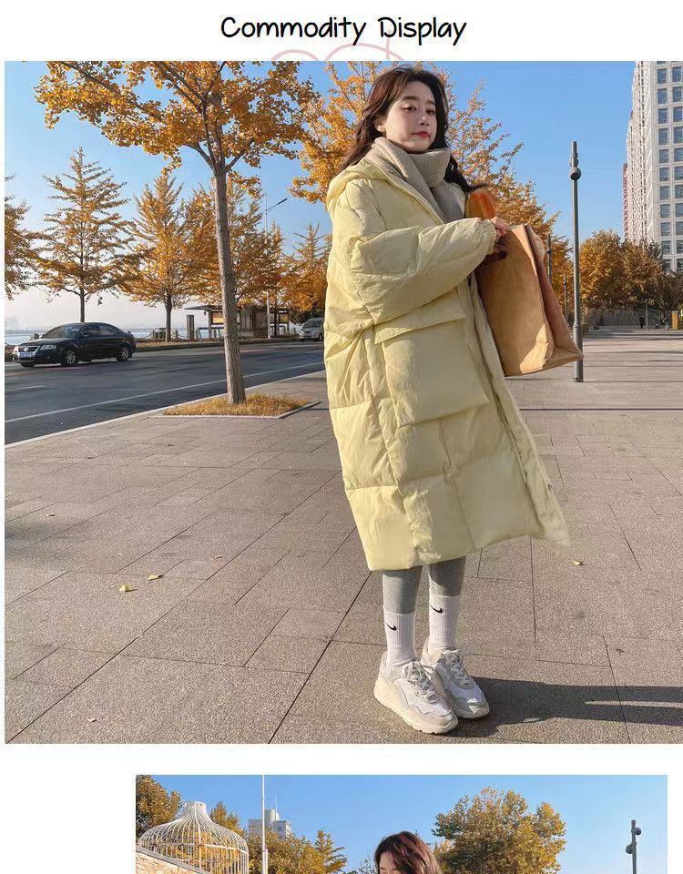 奶黄羽绒棉服女中长款2022冬新款韩版chic面包服宽松加厚棉衣外套详情18