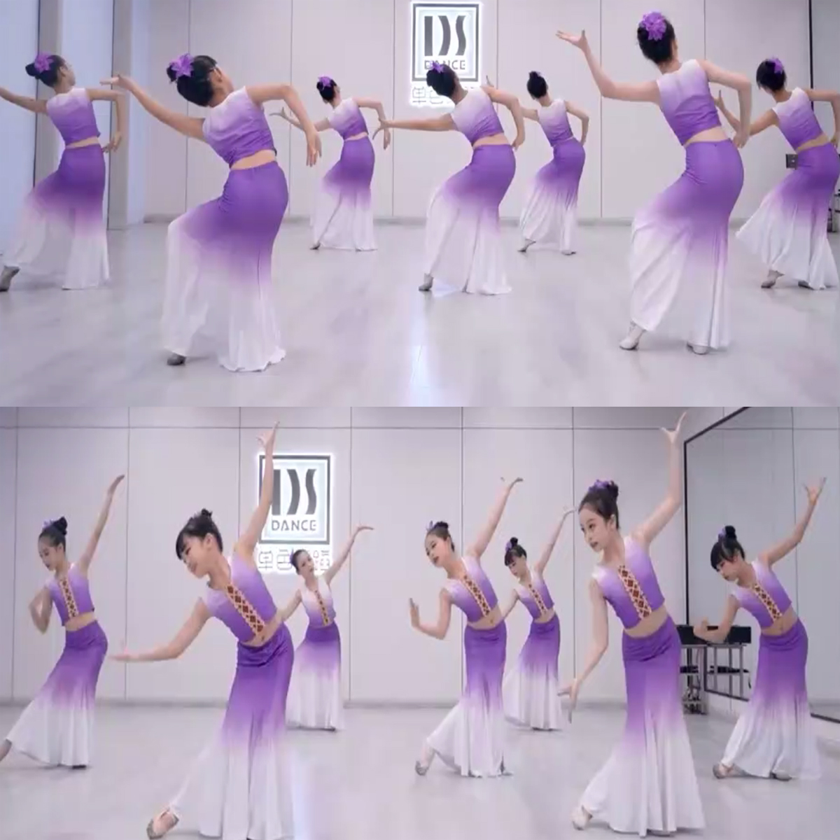 儿童傣族花儿舞蹈演出服装孔雀舞表演服艺考渐变修身鱼尾裙女童详情57