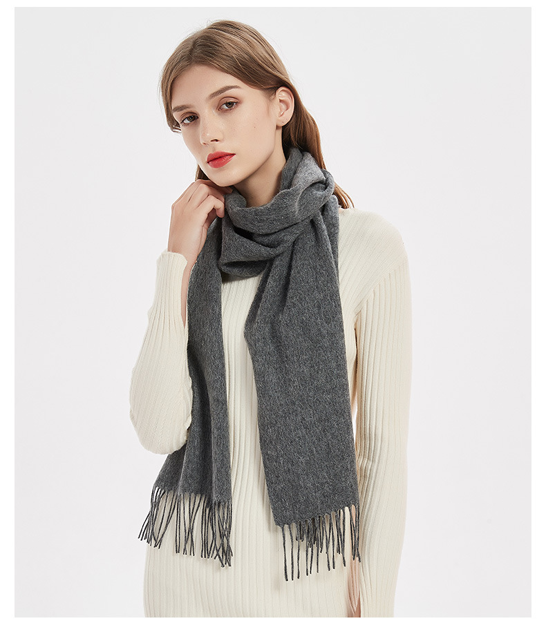 Wholesale of wool scarves, solid-color scarves for women, versatile autumn and winter scarves, thickened warm shawls, simple fringed red scarves pic 36