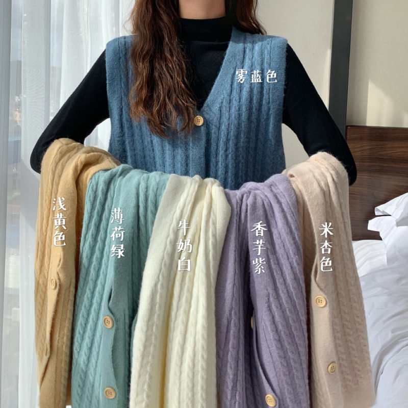 2022春装新款韩版女士外穿坎肩针织开衫毛衣背心小马甲网红马夹女详情1