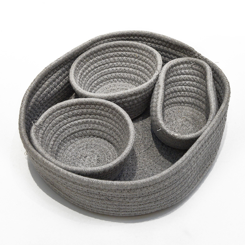 特价清仓 纸编收纳篮茶几杂物整理筐桌面零食糖果圆形收纳筐批发详情11