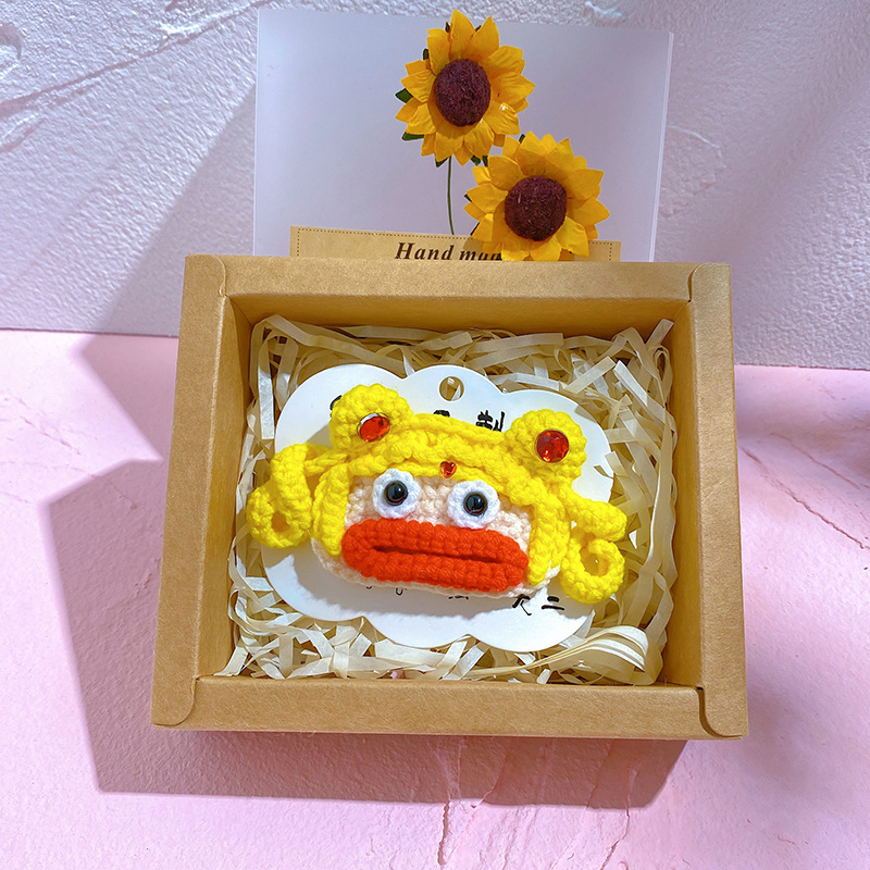 纯手工钩织毛线发夹丑萌大嘴妹搞笑发夹刘海夹搞怪发夹香肠嘴发卡详情8