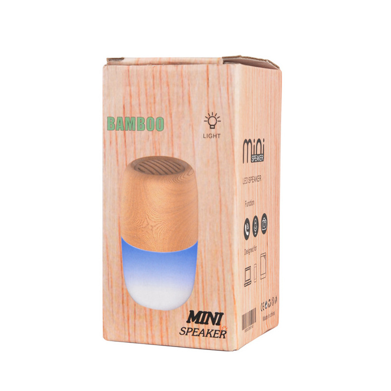 创意胶囊蓝牙音箱带灯炫彩户外便携式小圆柱音响木纹新款外贸礼品详情8