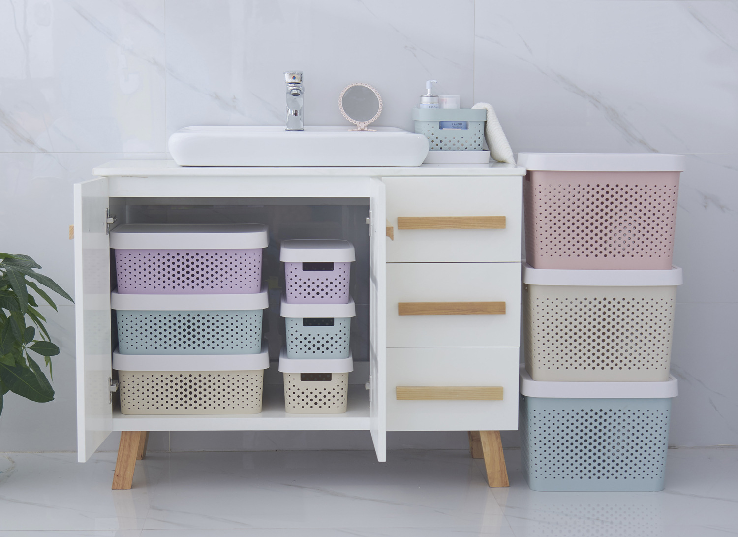 J25-6101 storage box, organizing clutter, storage basket, storage box, kitchen plastic box, stackable and combinable basket wholesale pic 12