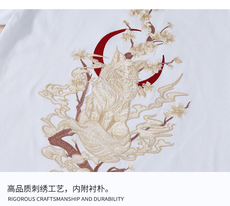 国潮夏季新款短袖t恤男装圆领宽松大码纯棉国潮重工刺绣潮牌 休闲半袖 pic 14