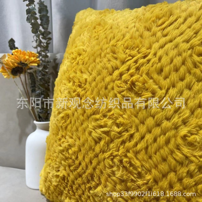 New plush sofa pillowcase, solid color simple wavy short fur pillow cover, yellow pillowcase wholesale pic 17