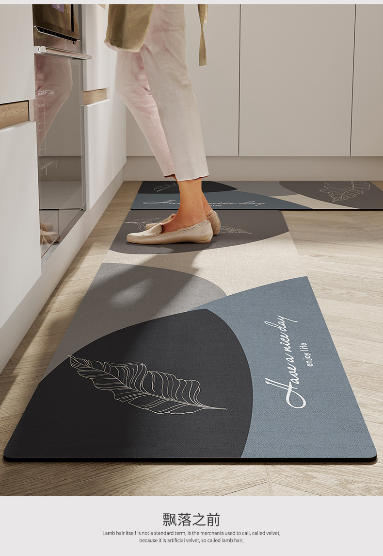 Alfombra para el hogar alfombra para el piso de cocina lama suave de diatomáceas absorbente de agua y aceite alfombra minimalista tira larga fregable antideslizante deslizante pic 5