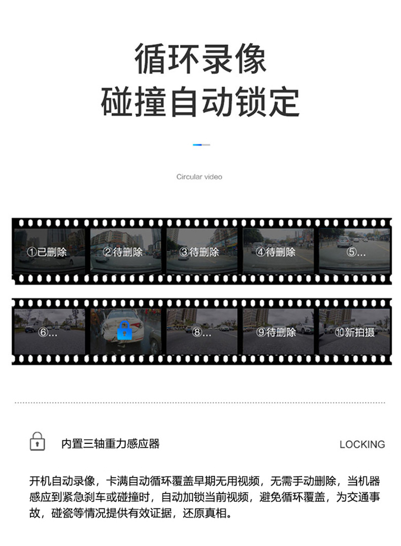 后视镜4.5寸行车记录仪高清夜视1080P双镜头倒车影像跨境现货批发详情13
