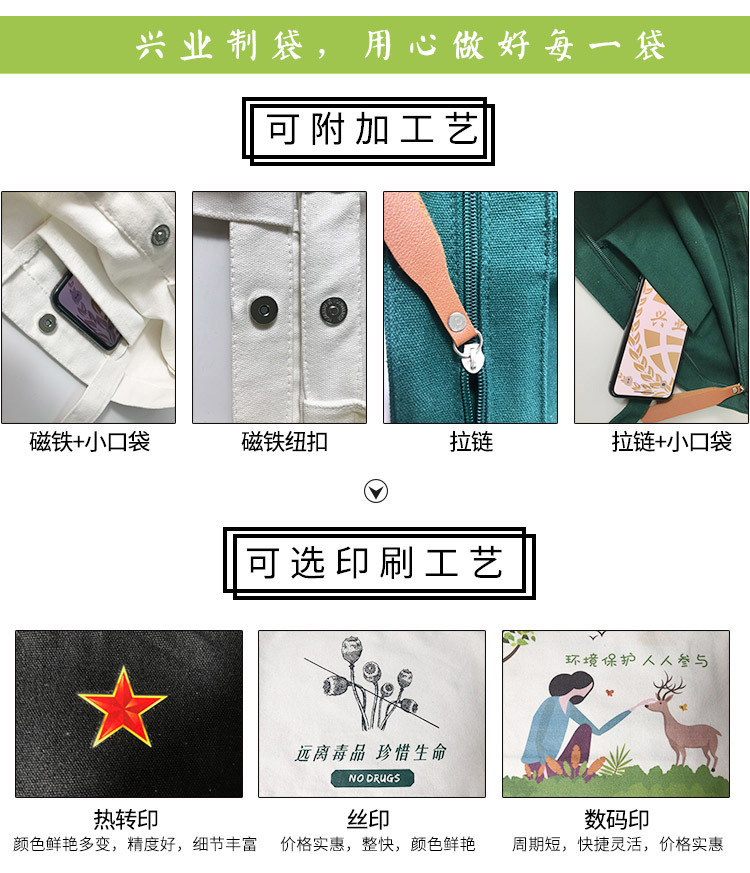 All-polyester canvas hand-held bag shopping, eco-friendly color-printed logo cotton bag, digital heat sublimation canvas bag manufacturer pic 12