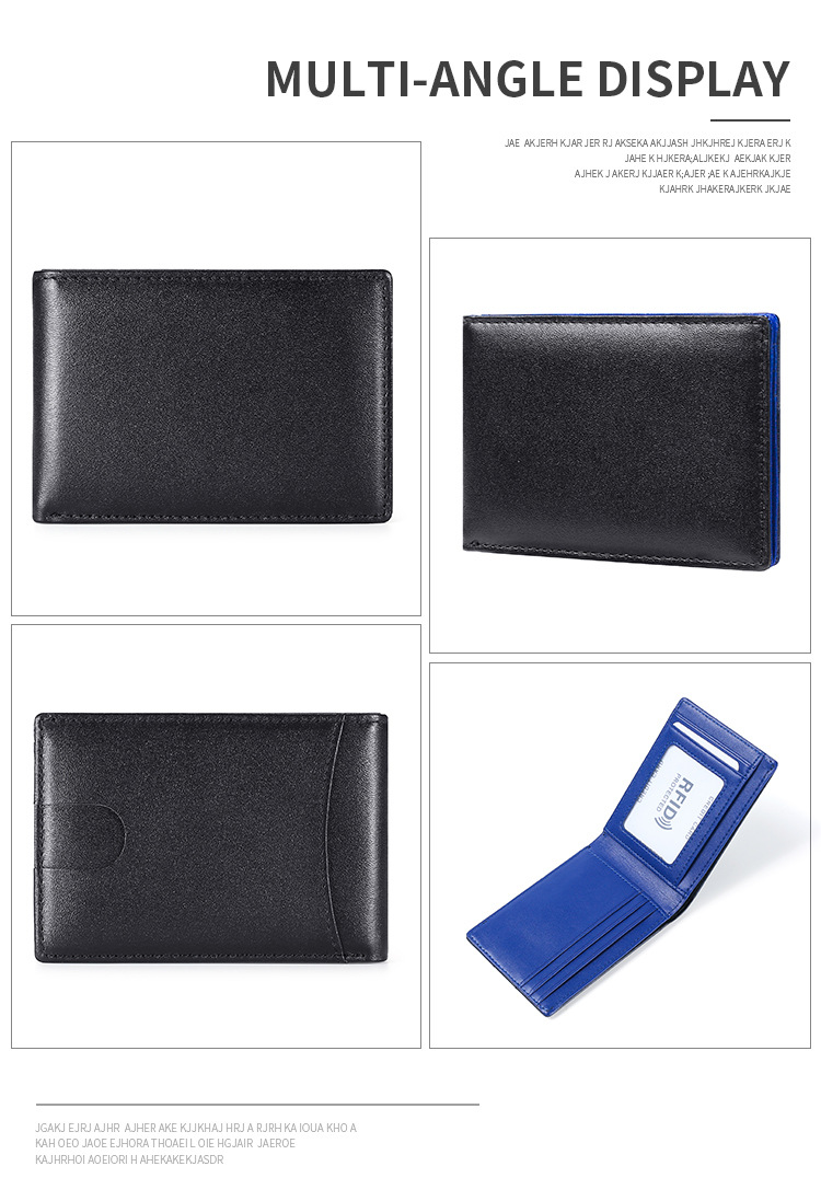 Transfronterizo nuevo estilo europeo y americano de moda para hombres billetera de cuero anti-rfid robo cepillo estilo corto clip de dinero estadounidense mano empuje posición de tarjeta clip de dinero pic 12