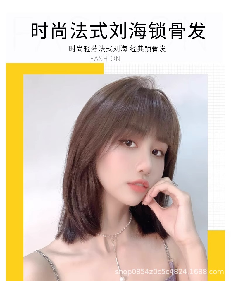 Wig for women, long straight hair, full head cover style, real hair strands, real hair, collarbone, full real, natural, round face, wavy, in stock pic 1