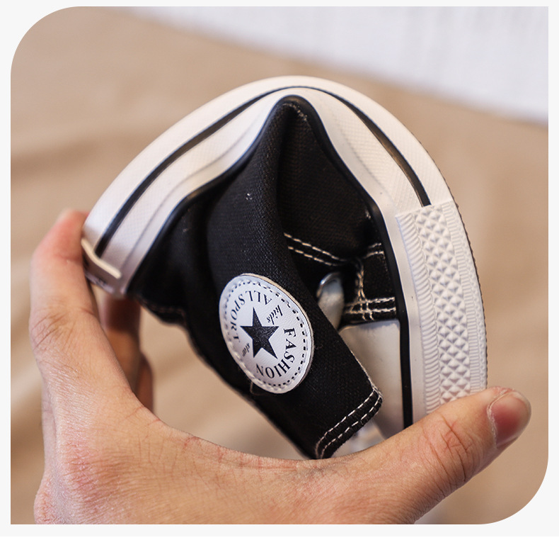 儿童帆布鞋亲子鞋高帮侧拉链防滑软底布鞋中大童鞋幼儿园小白鞋潮详情5