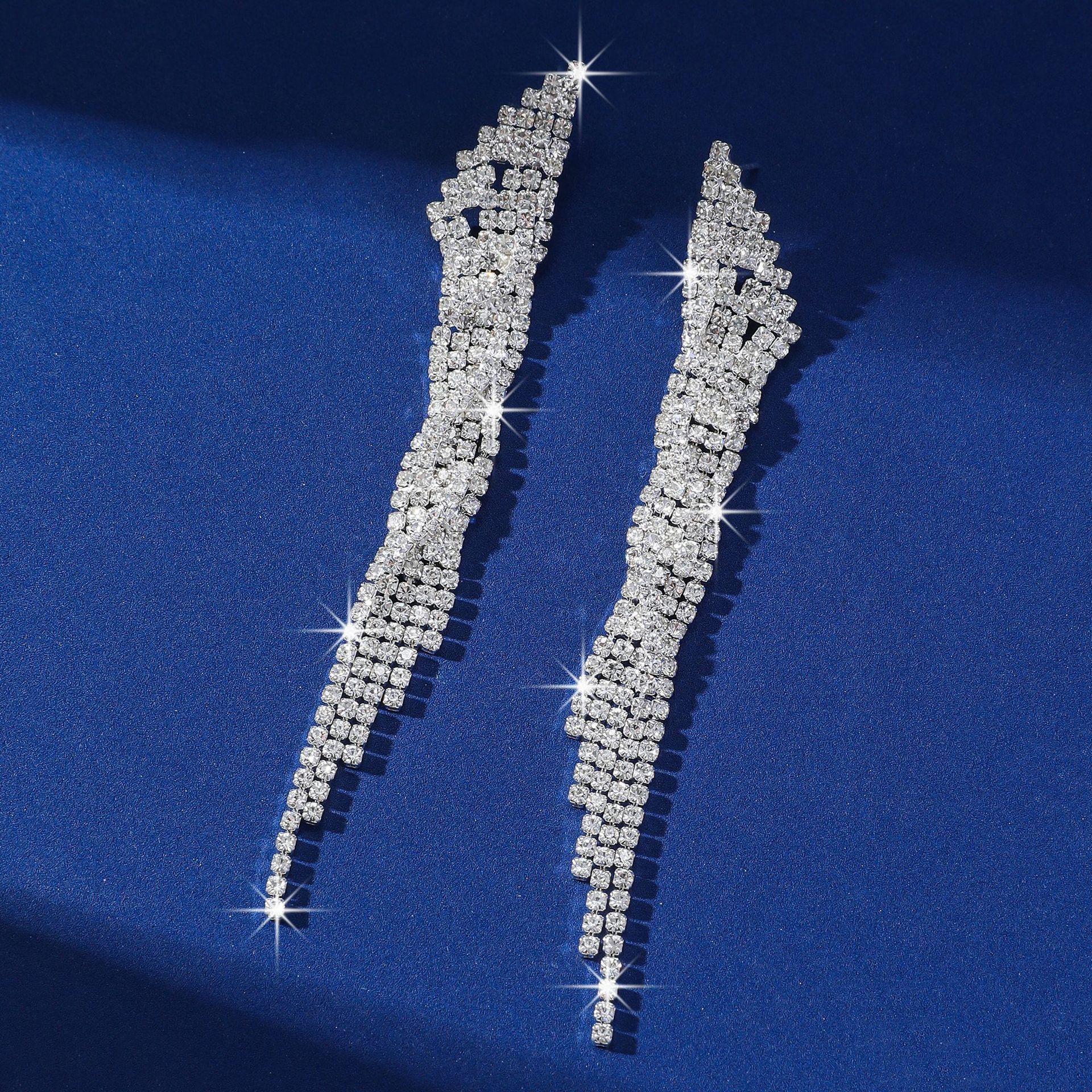 欧美夸张长耳环韩版气质满钻耳环水钻流苏夜店耳饰礼服宴会耳饰品详情35