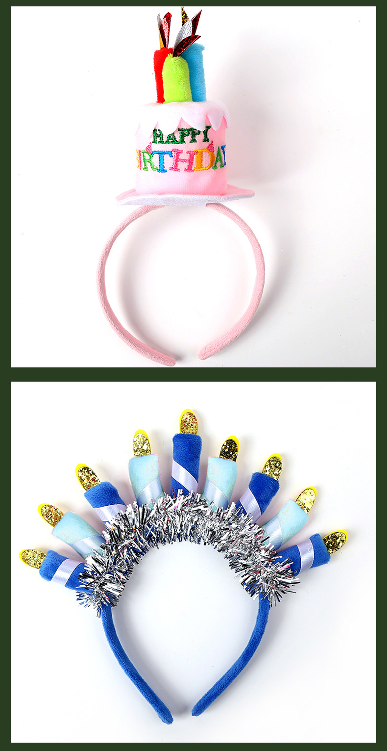 可爱儿童生日蜡烛蛋糕头箍 happybirthday字母派对拍照发箍头饰详情10