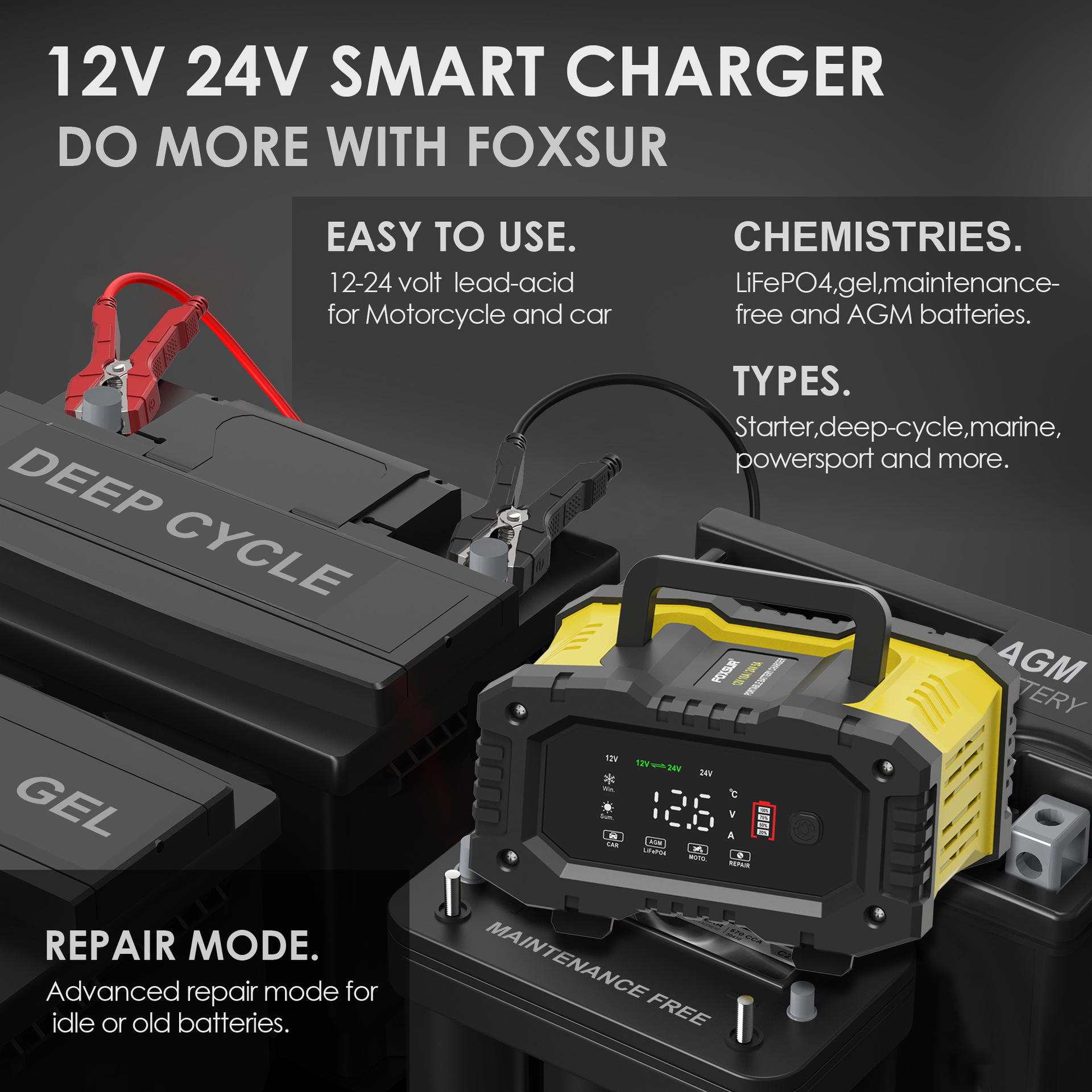10A portable 12V24V motorcycle battery charger and portable car battery charger pic 25