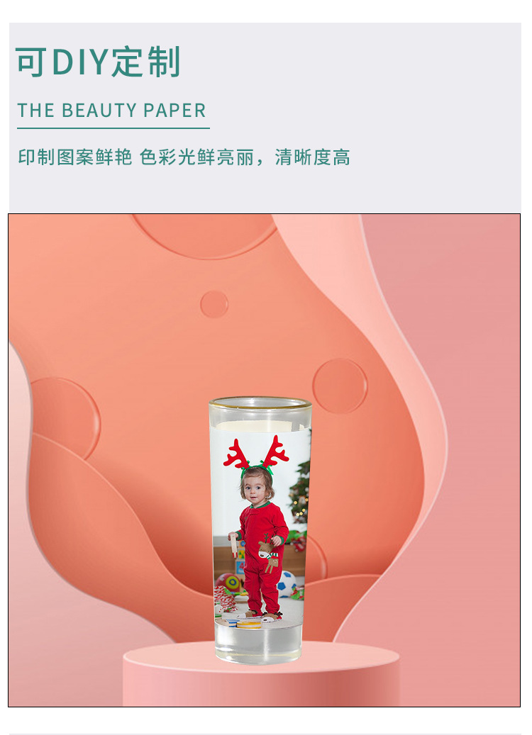 Heat transfer printed 3oz transparent small glass wine glasses, creative craft beer cups, high-end gifts pic 4