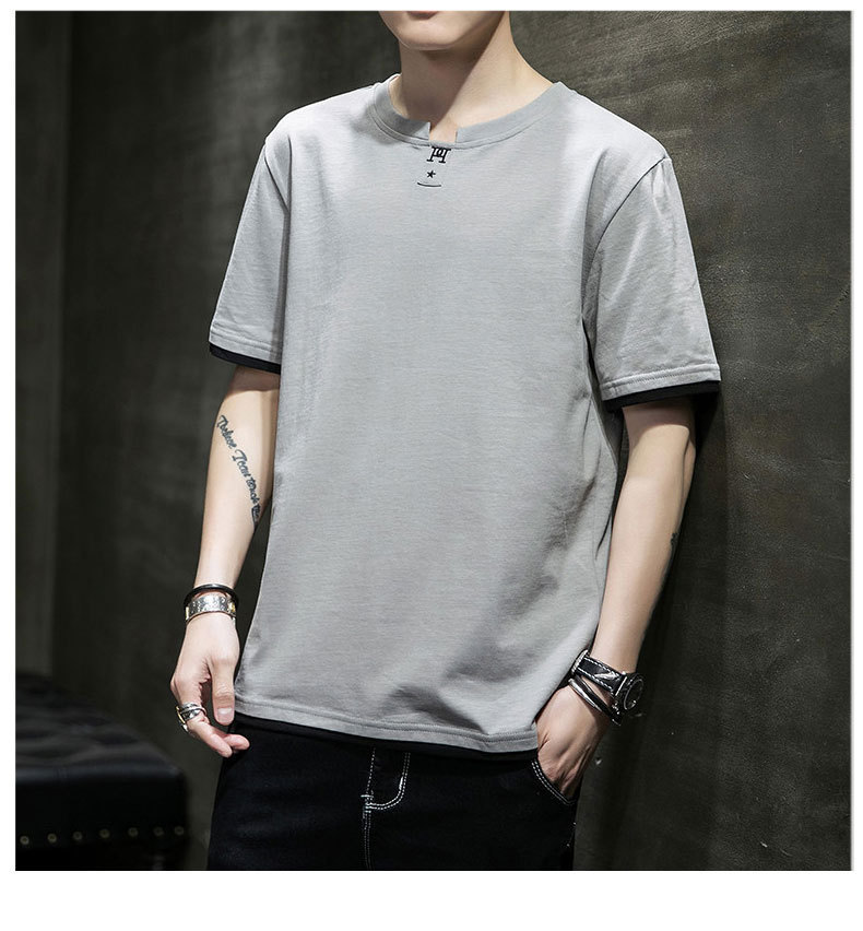 Short-sleeved T-shirt for men, Korean style, summer loose cotton T-shirt, cross-border new style, student bottom layer, half-sleeved shirt pic 58