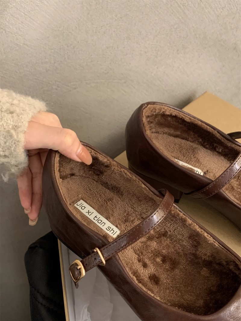 复古气质女士浅口单鞋女2024新款冬季加绒法式晚晚风粗跟玛丽珍鞋详情7