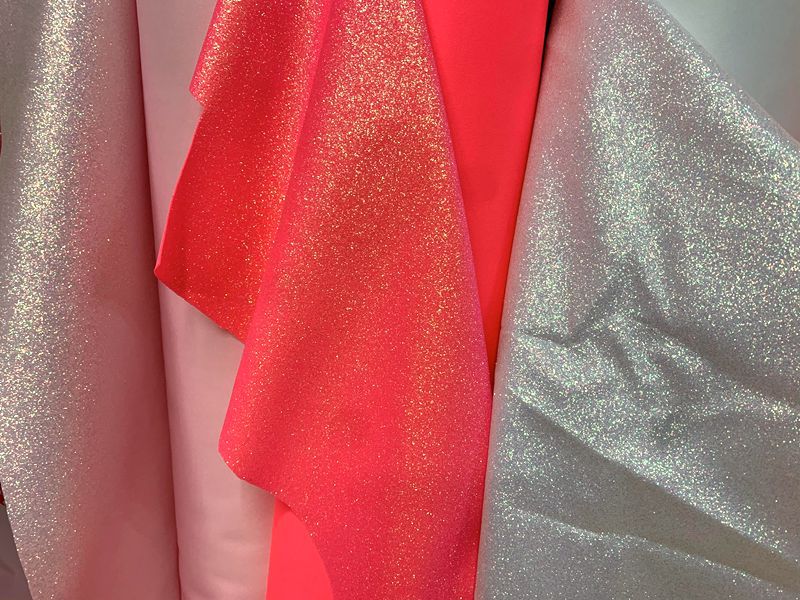 Polyester stretch fabric, toy fabric, seven-color powder headwear, hair accessory, bag fabric, Gree magic color laser fabric pic 5