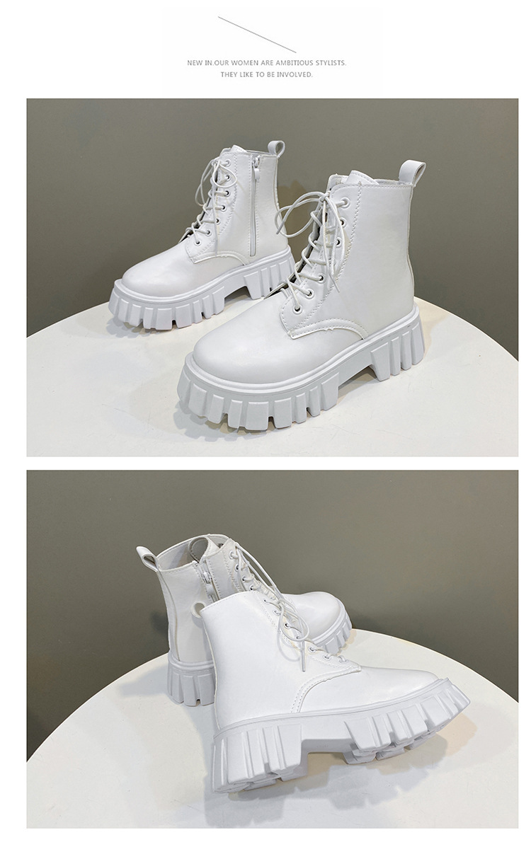 2022秋冬新款女式皮靴松糕底系带短靴女欧美大码女靴马丁靴女批外详情16