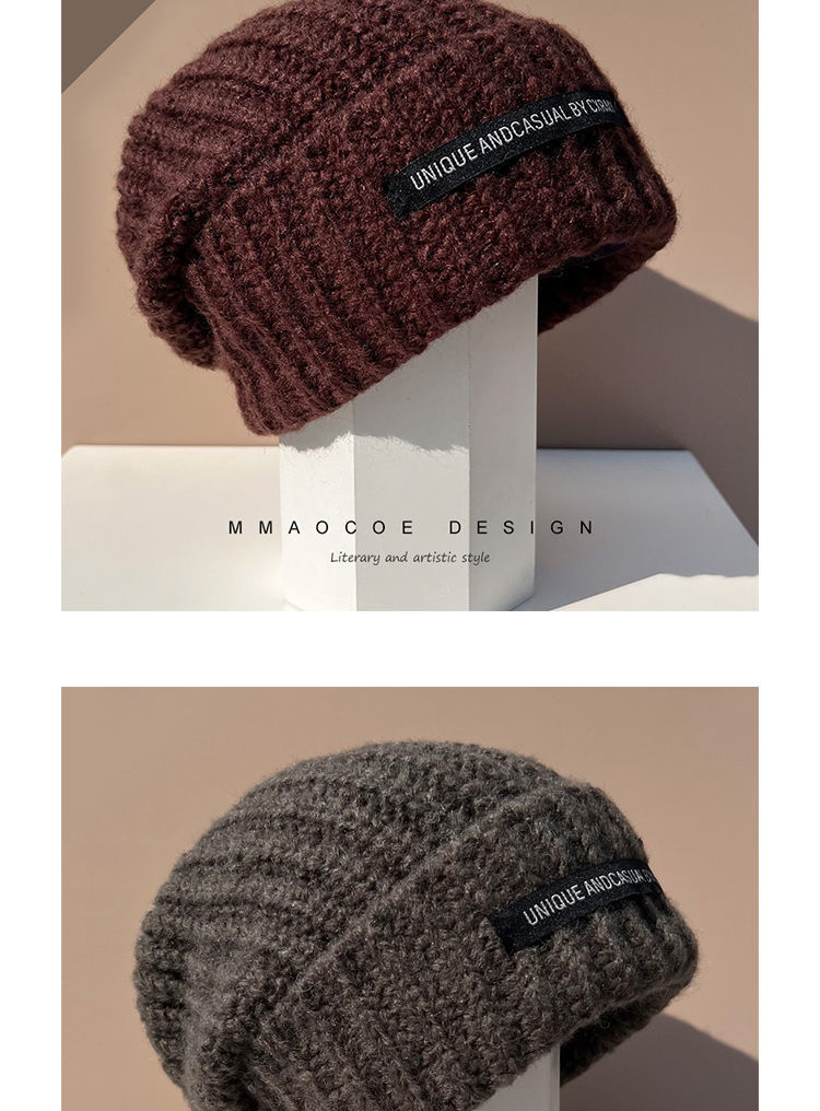 This autumn and winter Korean-style Instagram versatile and fashionable woolen hat is a loose and warm knitted cap pic 5