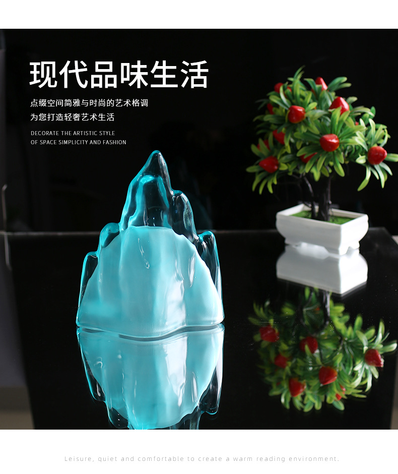 Modern new Chinese-style decorative soft furnishings, crystal rockery three-piece set, tea room window display cabinet, artistic handicrafts pic 20