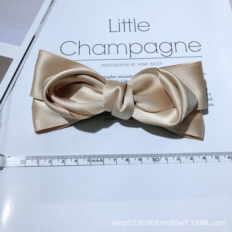 Japanese and Korean cotton ribbon solid-color bow top clip, sweet and versatile for girls, woven ribbon spring clip, ponytail clip, hair accessory and headwear pic 3