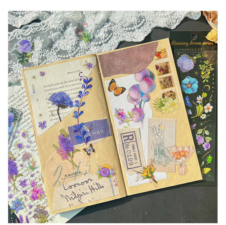 悦真花季使者系列咕卡贴纸可爱儿童贴画套装防水烫金手帐素材批发详情7