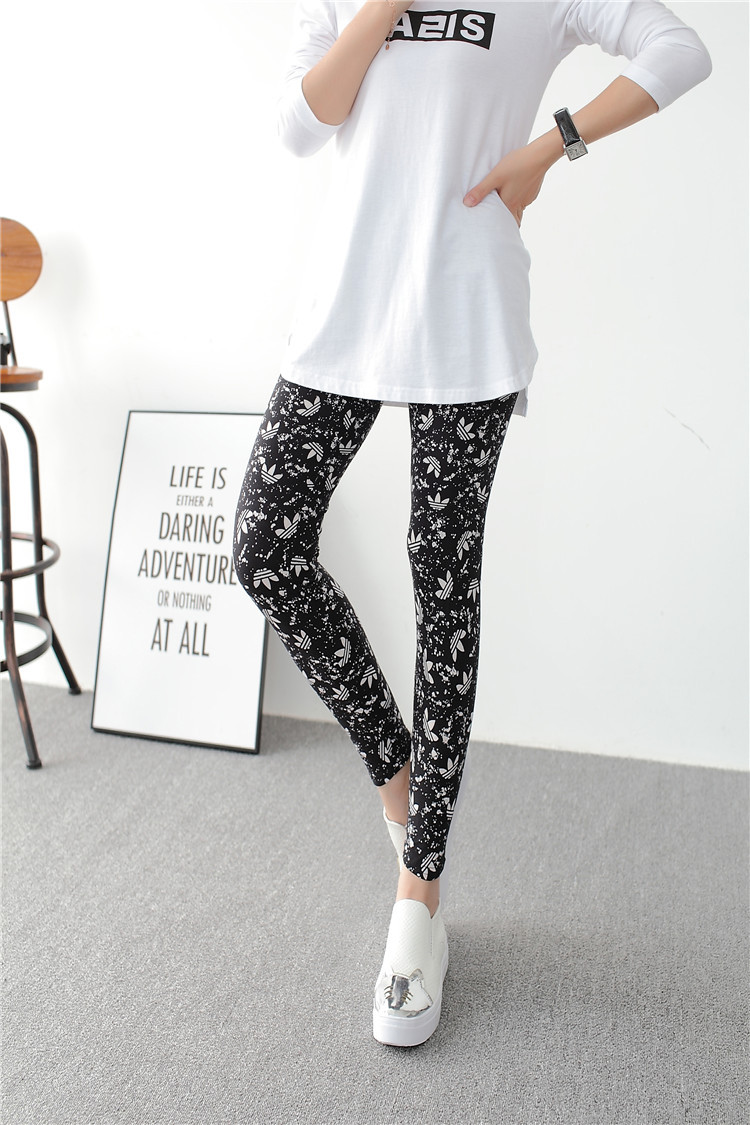 New spring dress, large-sized stretch, colorful star graffiti, personalized leggings for women pic 37